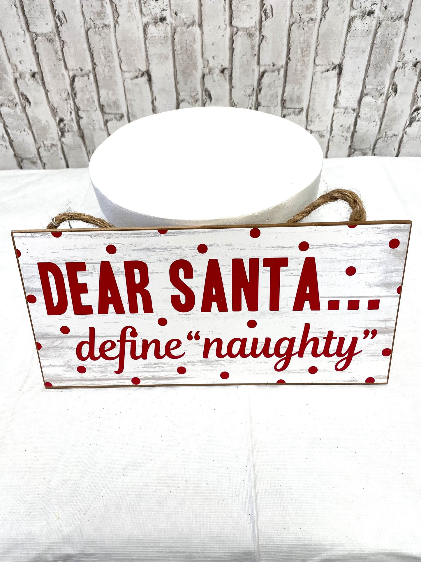 dear Santa sign, Christmas sign, Santa define naughty sign, Christmas wreath sign