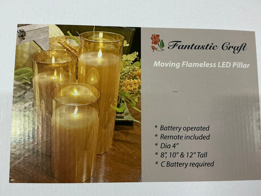 Battery operated candle set, Amber, LC3330