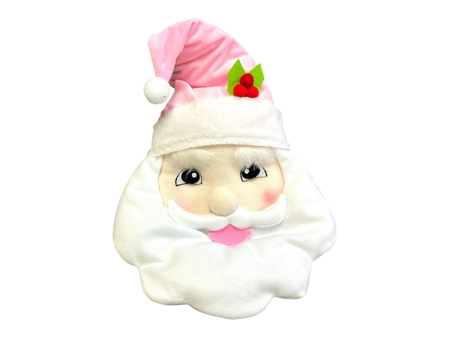 Santa Head with Pink hat and Holly Wreath Attachment