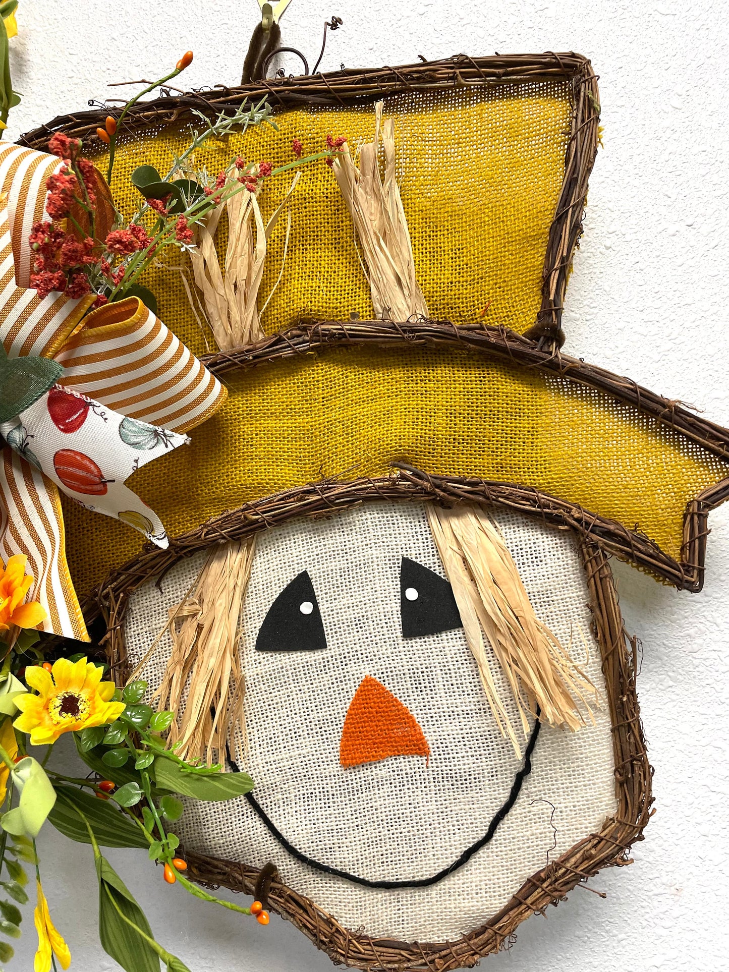 Fall wreath, scarecrow wreath, grapevine wreath, fall grapevine wreath, fall door hanger, scarecrow door hanger, shipping is included