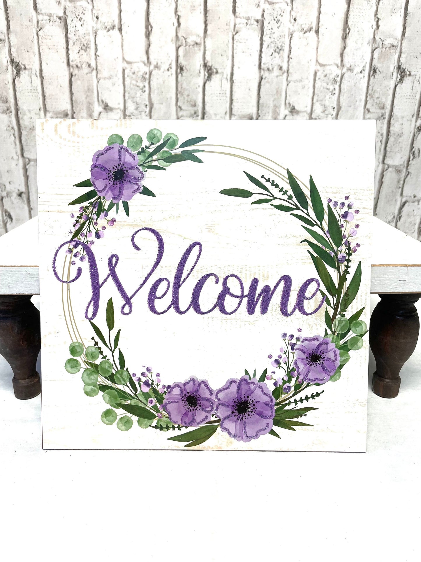 welcome sign, Lavendar wreath sign, AP889213