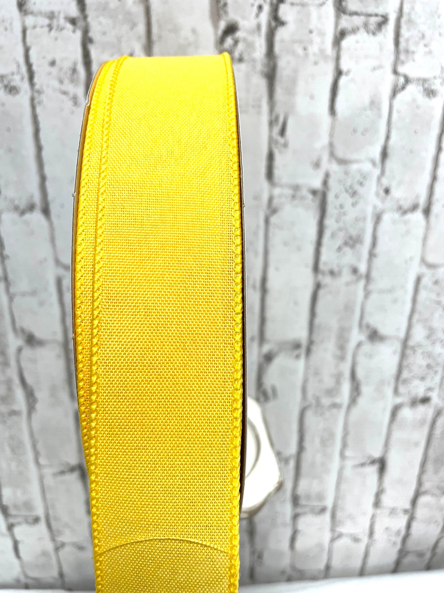 faux burlap ribbon, RC5008YW, yellow burlap ribbon, 50 yard roll burlap ribbon.
