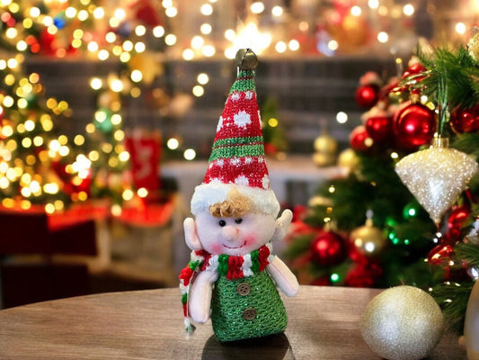 Plkush Elf Christmas Ornament, Green