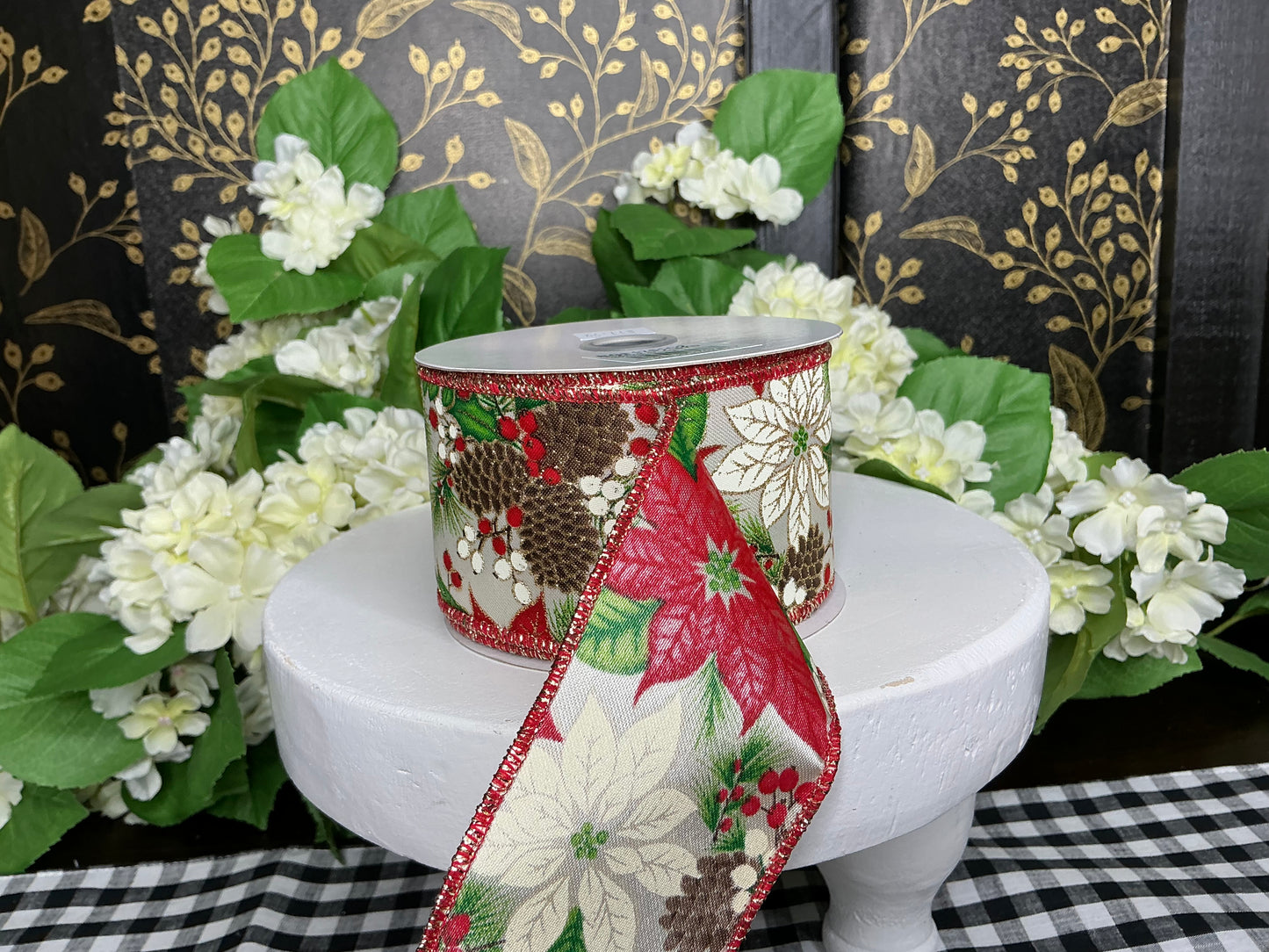 Red Poinsettia Foliage Ribbon