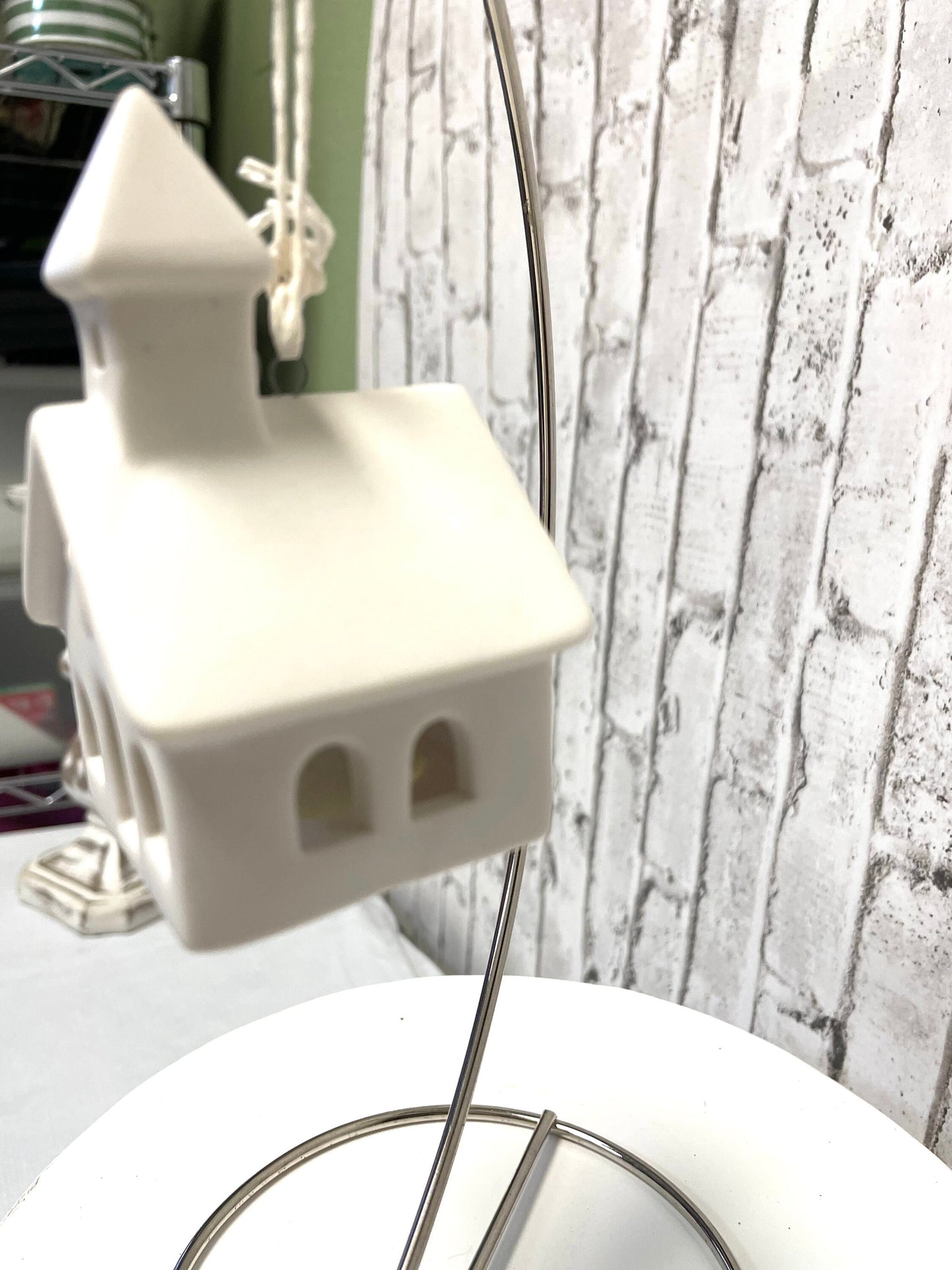 light up white church ornament