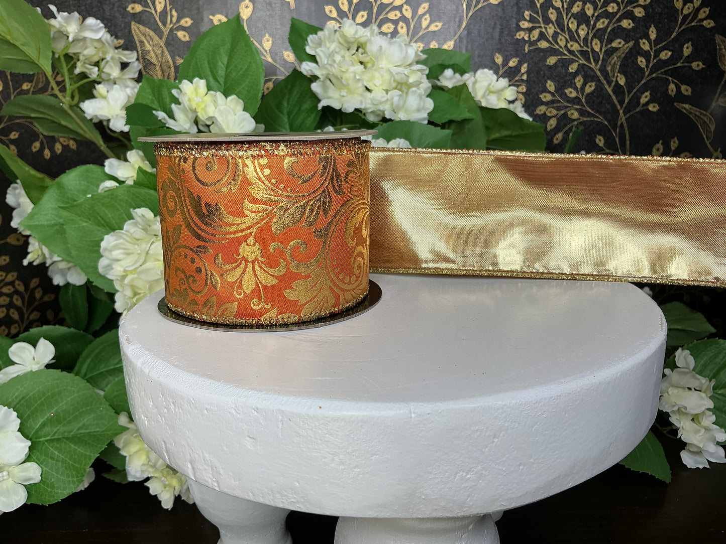 Orange with gold leaf scroll, d stevens, 09-4883