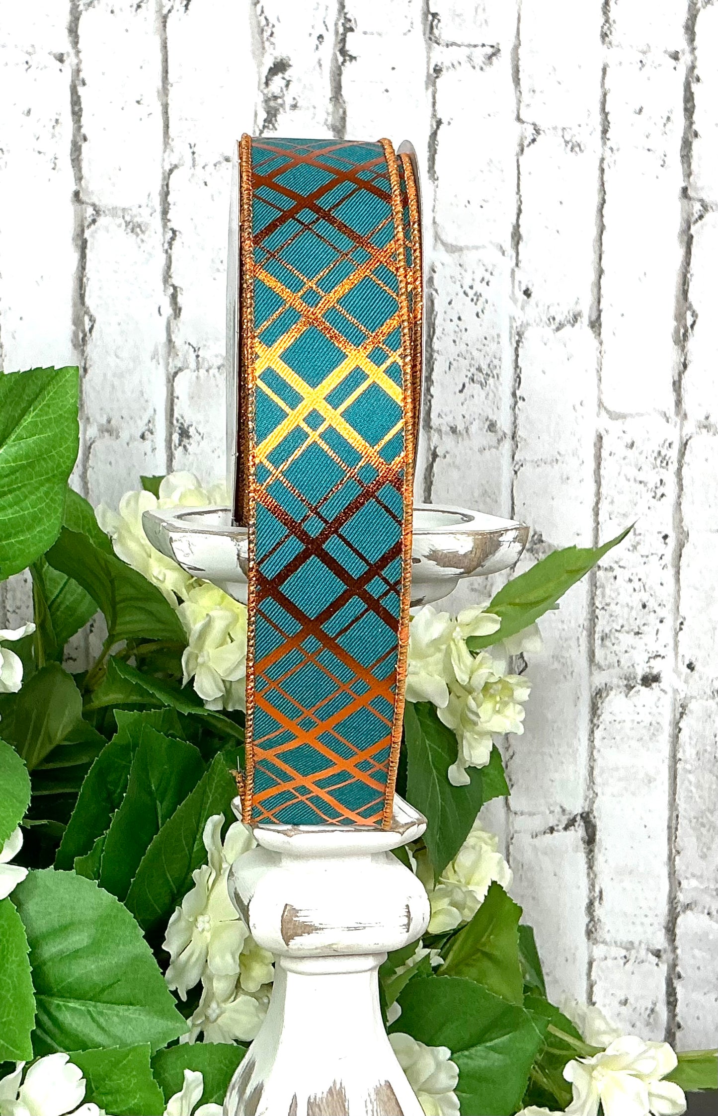 Teal with copper lines Ribbon, RGE1676H3