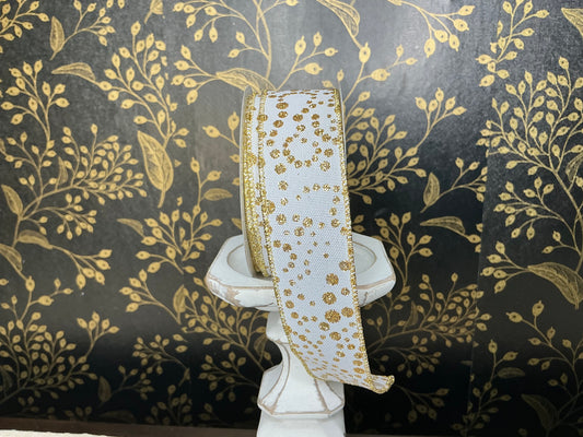 White ribbon with gold dots, RGF1719C6
