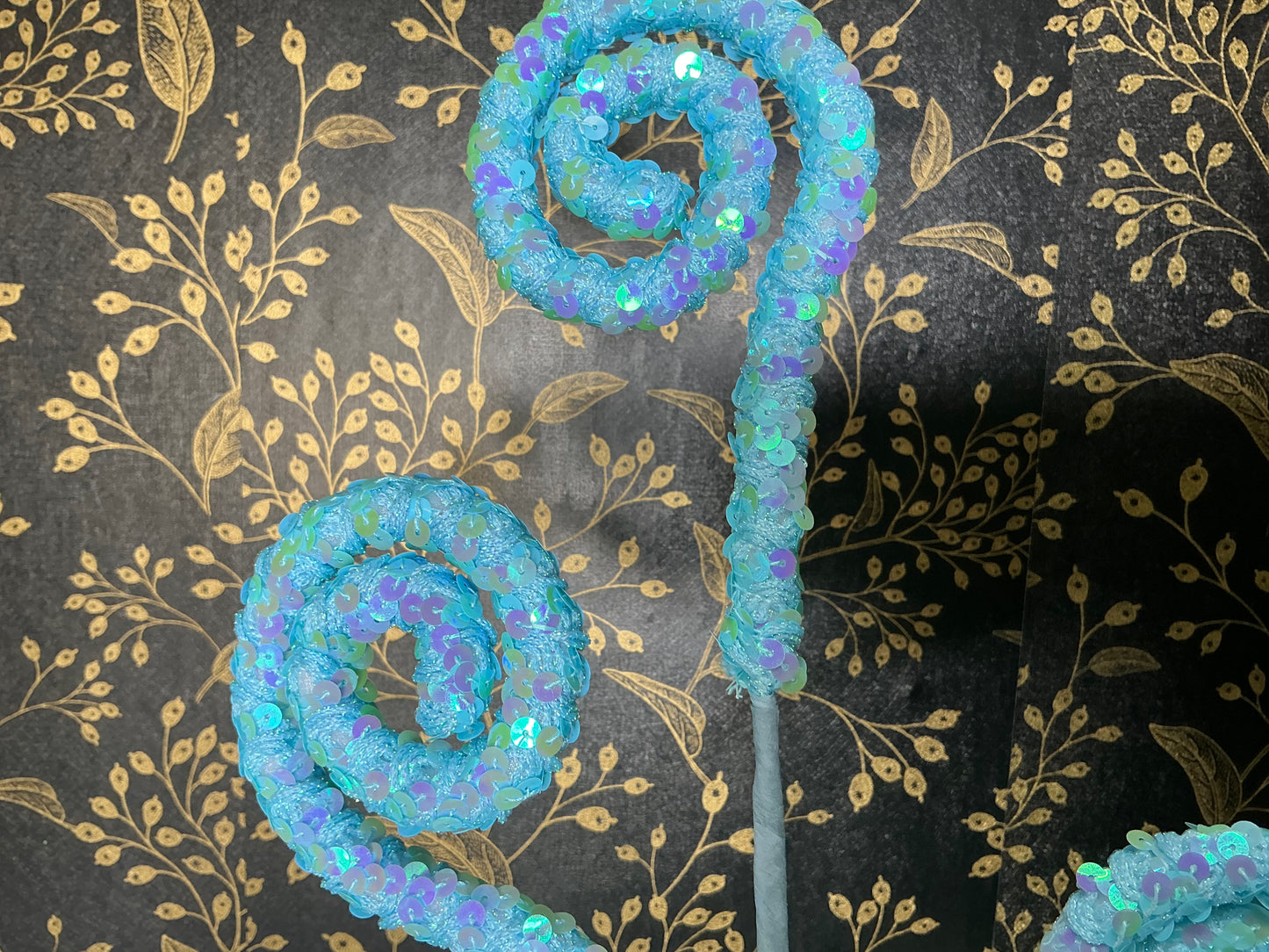 Blue Sequin Curly