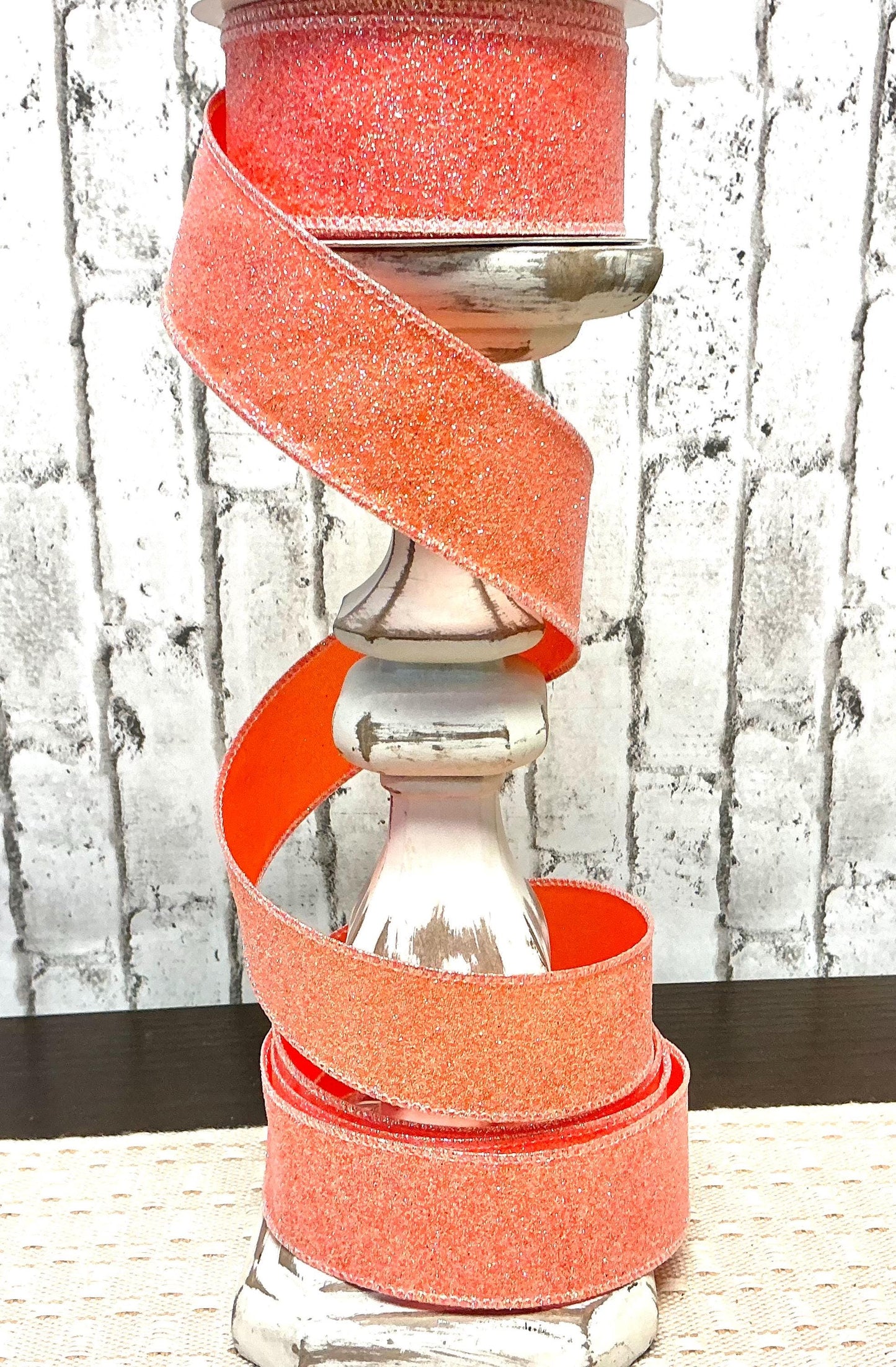 Orange Shimmer ribbon, 1.5” x 10YD. Wired, RGA181620