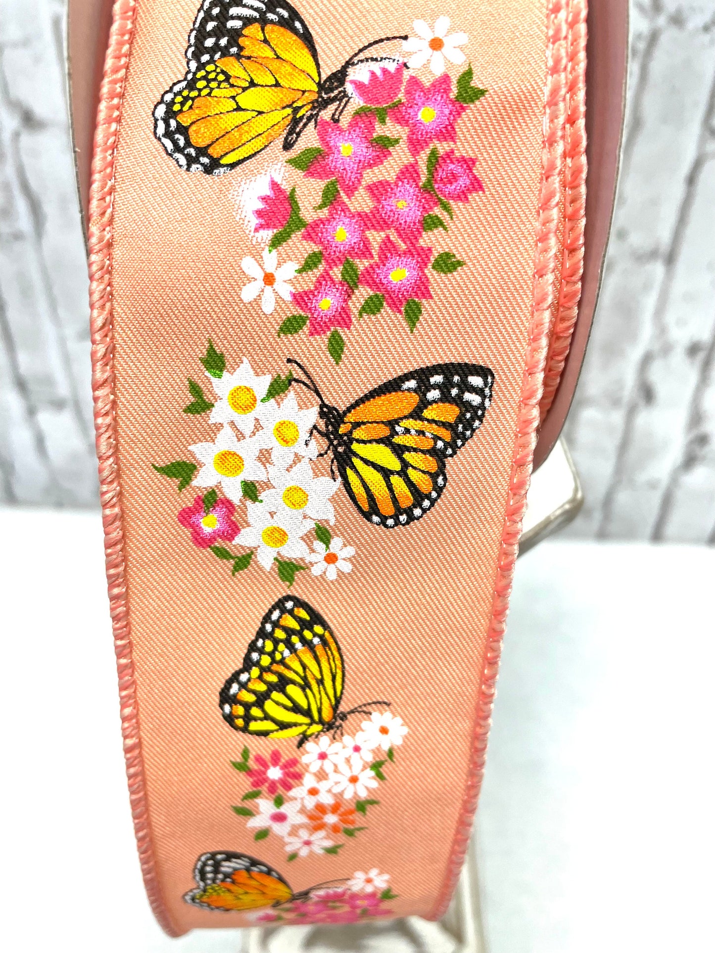 Peach butterfly ribbon, monarch butterfly ribbon, RGE174921