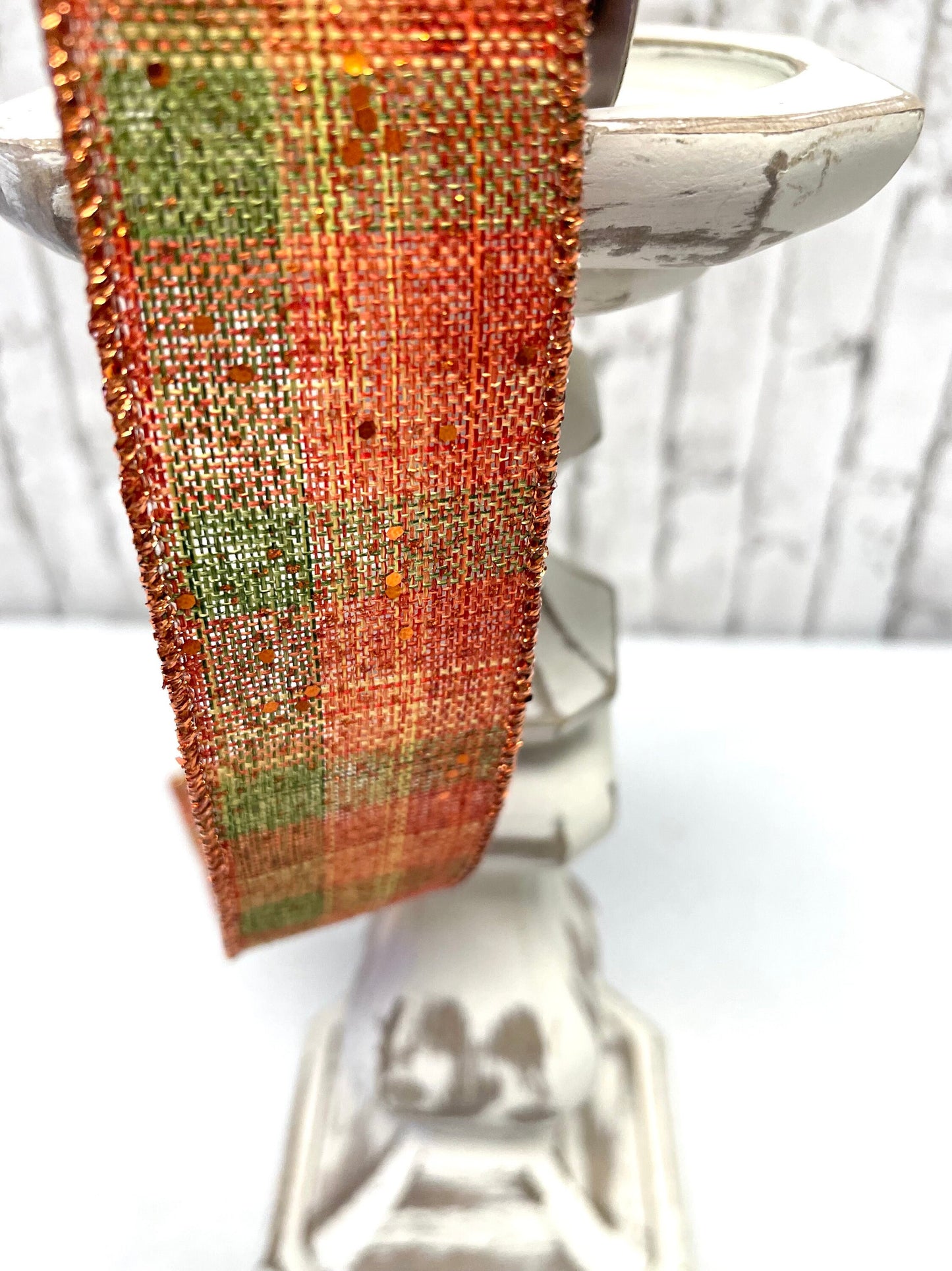 fall plaid ribbon, RGF105052, copper plaid fall ribbon