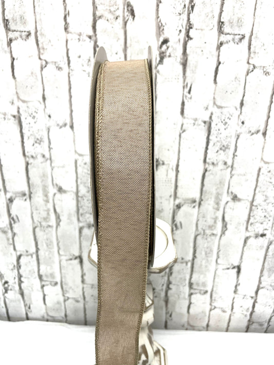 beige faux burlap ribbon, RC5008, 50 yard roll of faux burlap ribbon.
