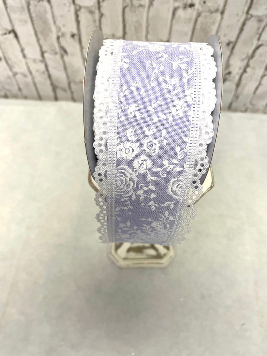 RGA848413, Lavendar ribbon with lace trim ribbon