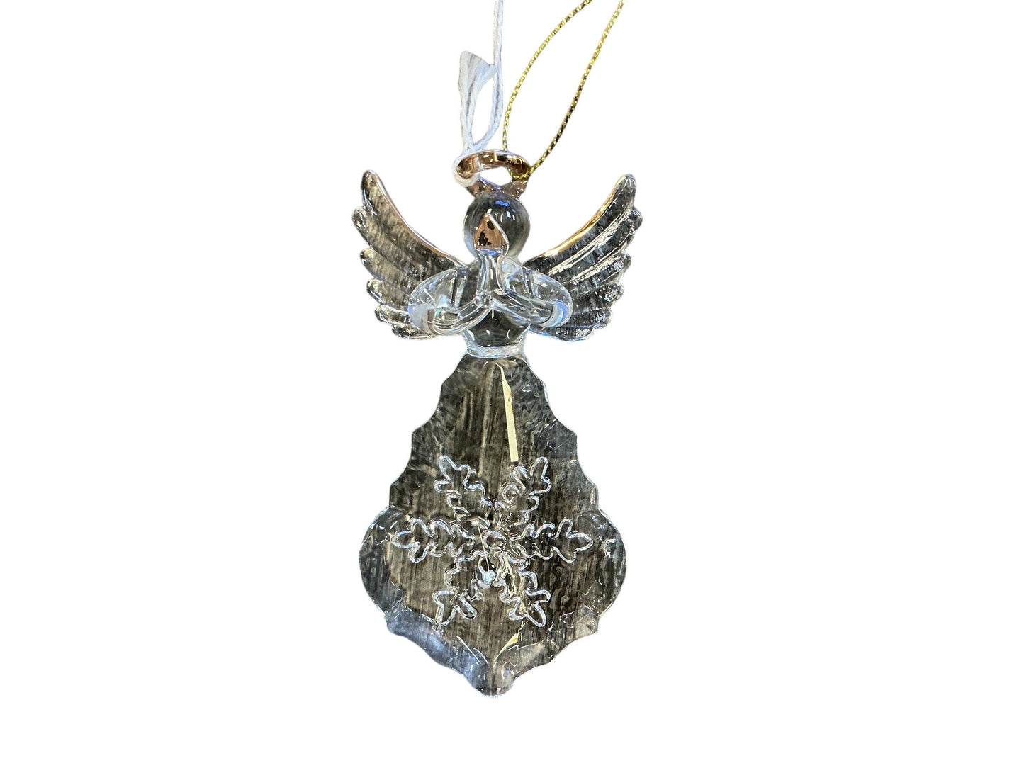 glass angel wreath embellishment, Christmas ornament, religious, unique gift.