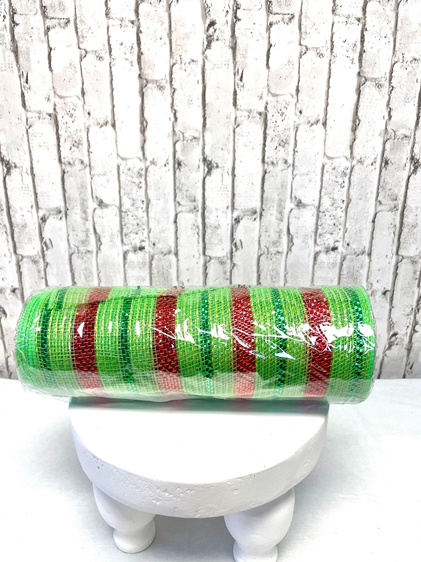 poly jute striped mesh, RY802045, green and red striped mesh, Christmas mesh