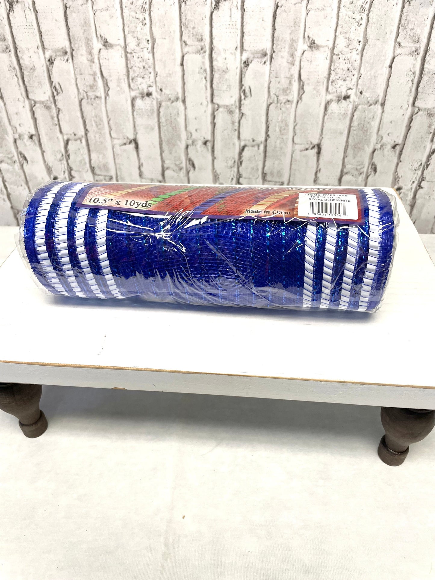 Royal blue mesh, RY851665, Royal blue white border mesh, patriotic mesh, July 4th mesh, Memorial Day mesh, Veterans Day mesh