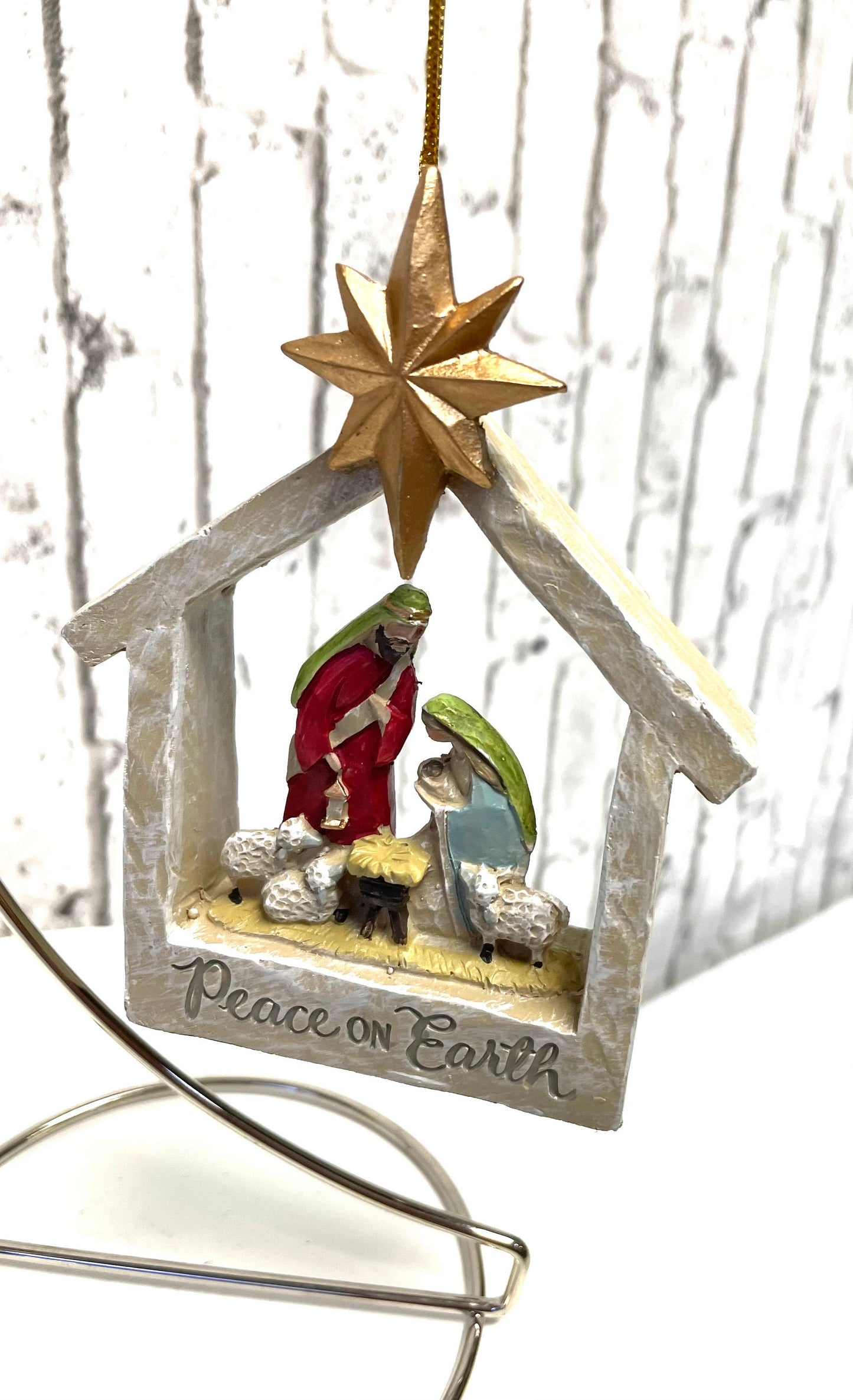 Nativity wreath attachment, Christmas ornament, peace on earth, unique gift