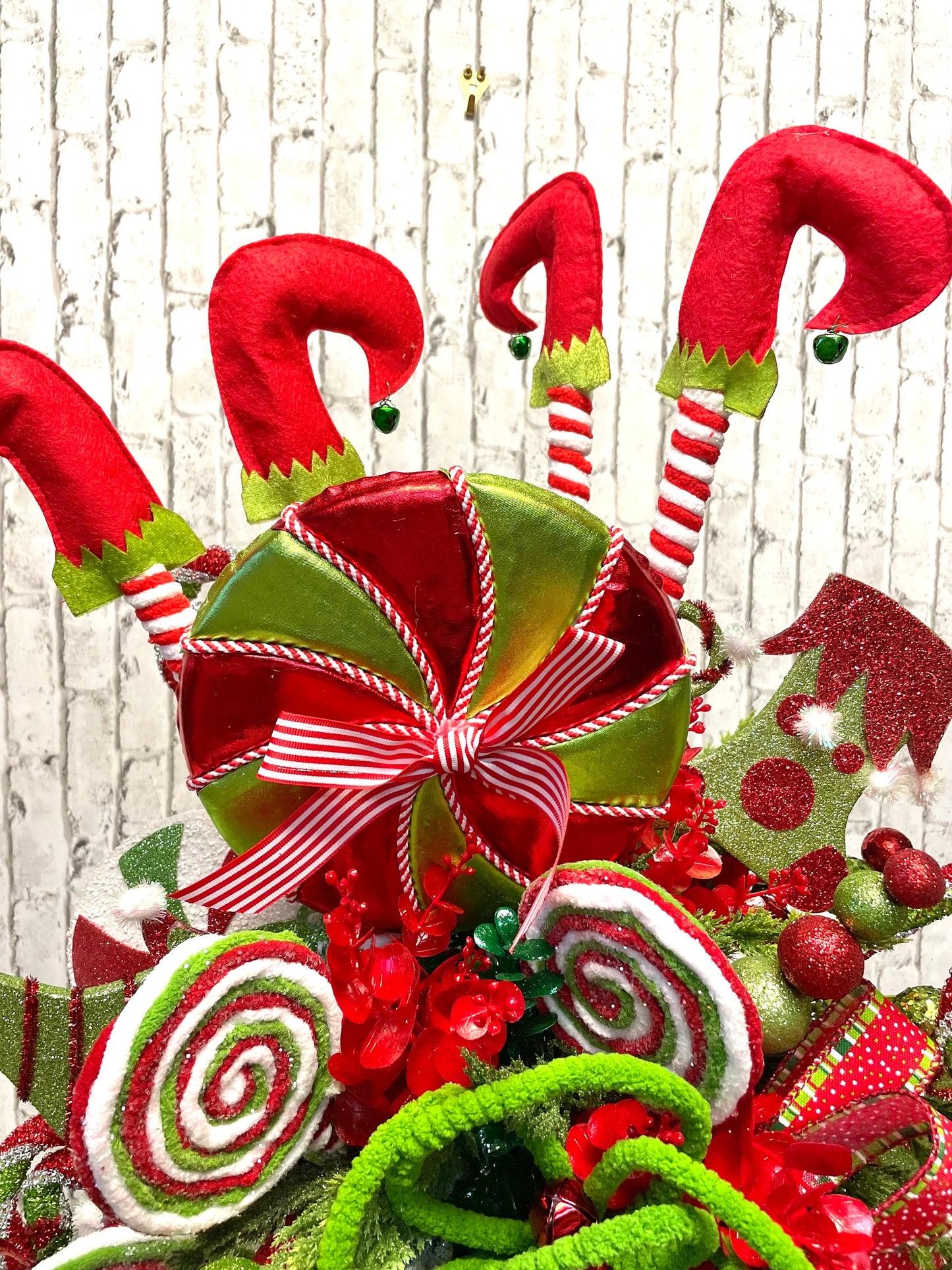 Christmas treetopper, elf treetopper, whimsical treetopper, elf decor, Christmas centerpiece, Christmas decor, free shipping.
