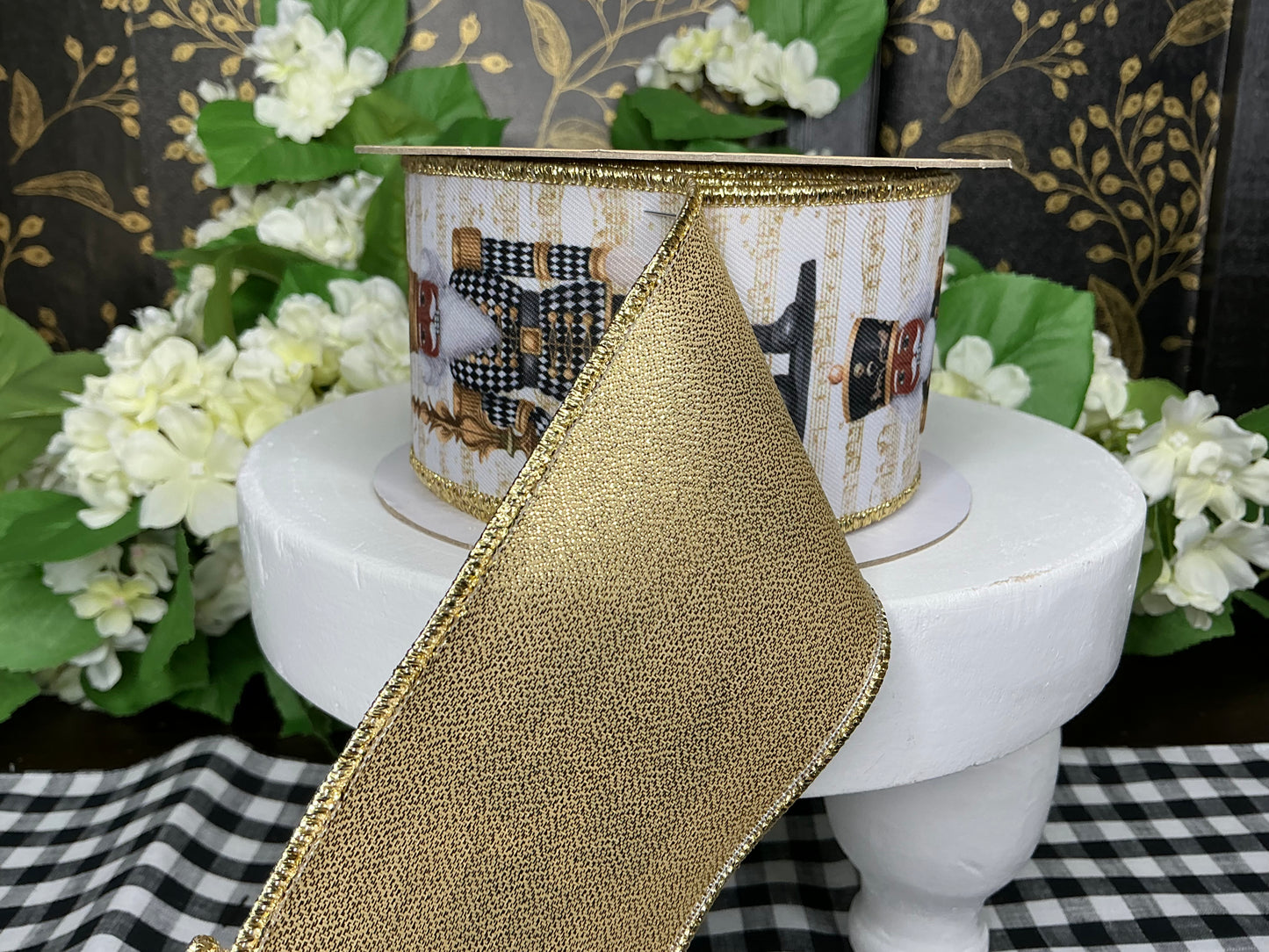 Black/White/Gold Nutcracker Ribbon, Dark Skin - D’Lux