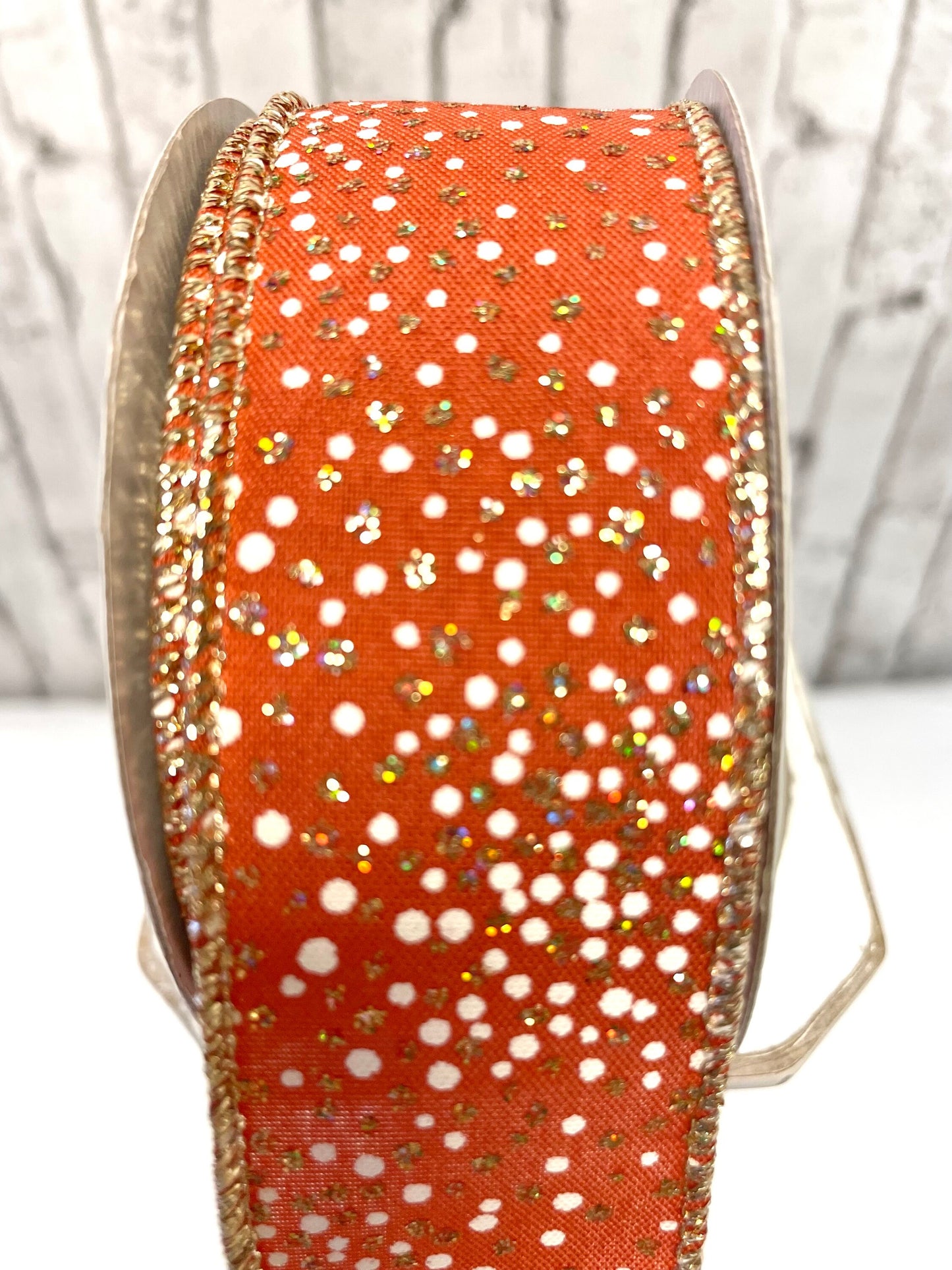 copper dots with glitter dots ribbon, RGC1905, fall ribbon, copper gold ribbon