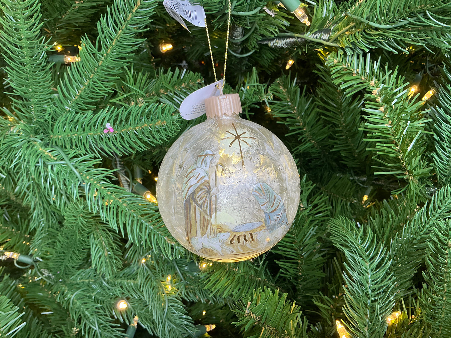 Light-Up Holy Family Glass Ball Ornament