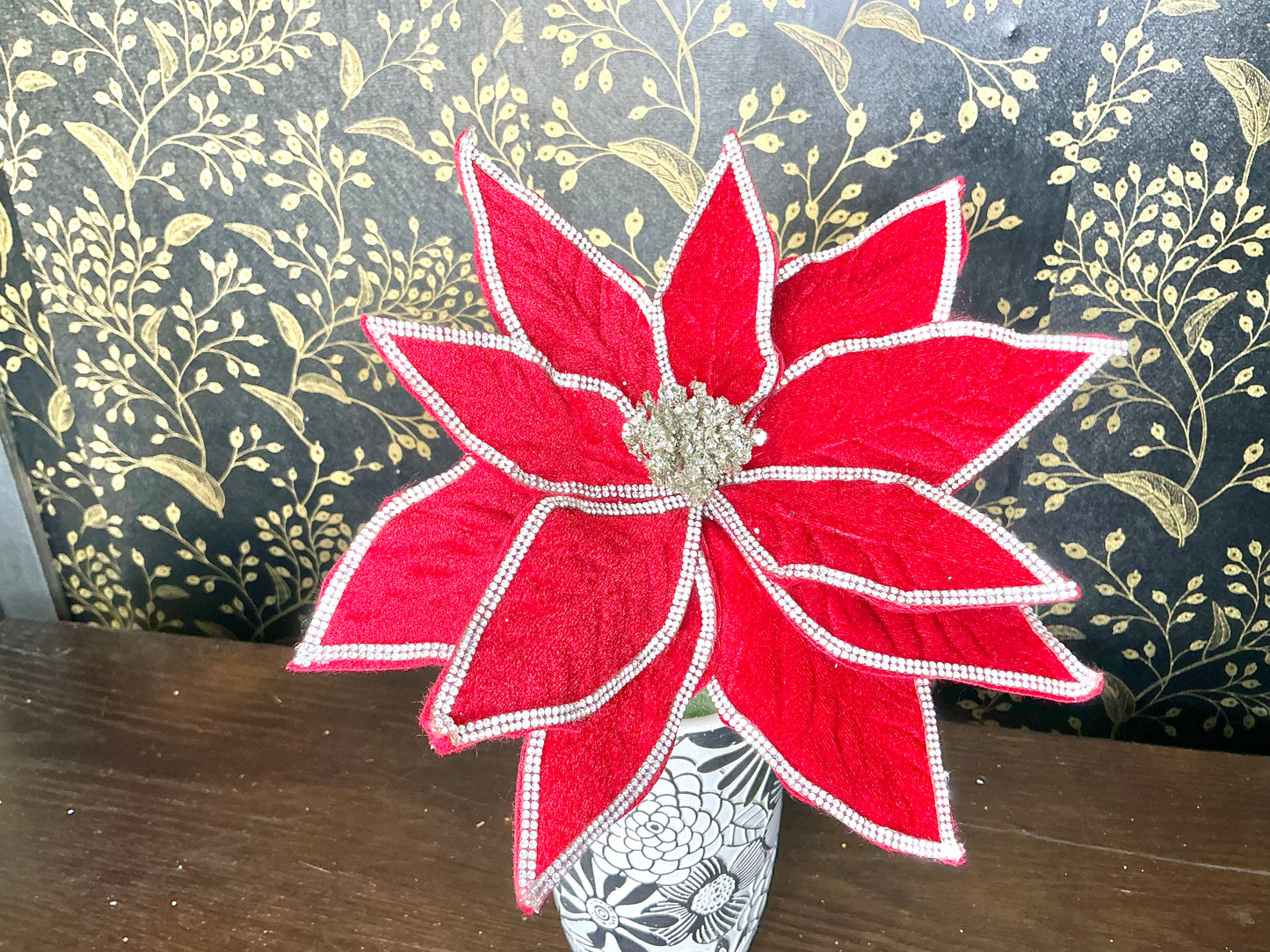 Red Poinsettia with crystals, 95415