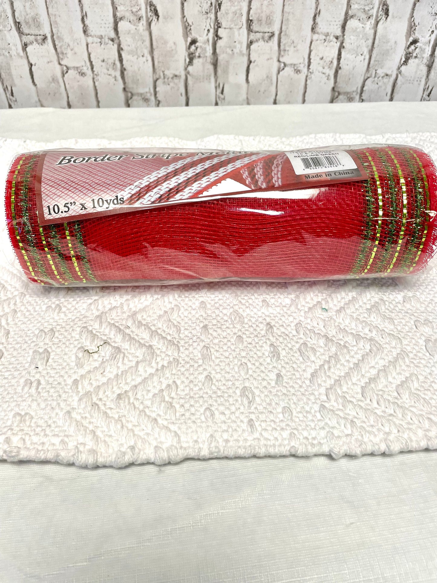 Christmas mesh, tinsel wide border mesh, red and lime green tencel border stripe mesh, RY850534, holiday mesh