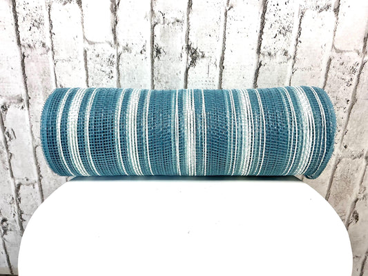 Blue and Cream Stripe Mesh, 10”x10YD, RY8344EW