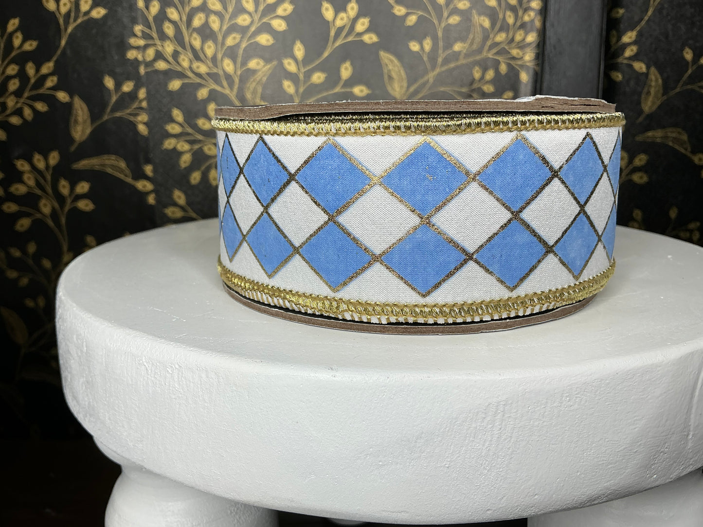 Blue/White Harlequin Ribbon - Reliant Ribbon