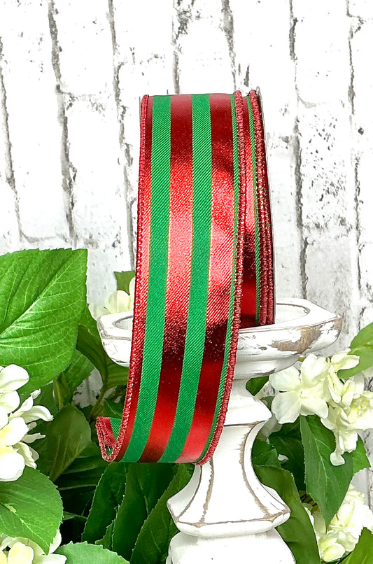 Green and red striped ribbon, RGE143106