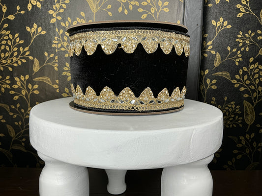 Black Velvet ribbon with Gold Trim - Vickerman