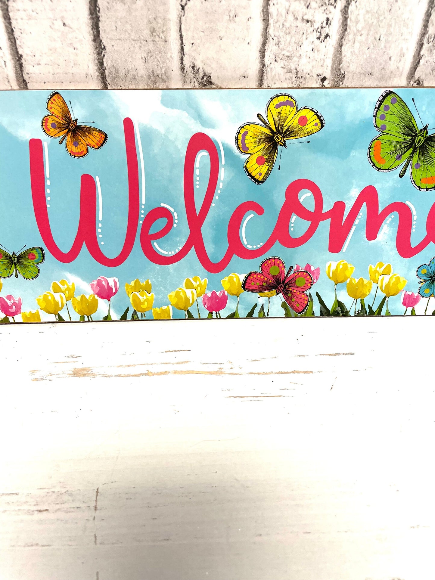 Spring welcome sign, AP802632,  butterfly welcome sign, summer sign, spring sign