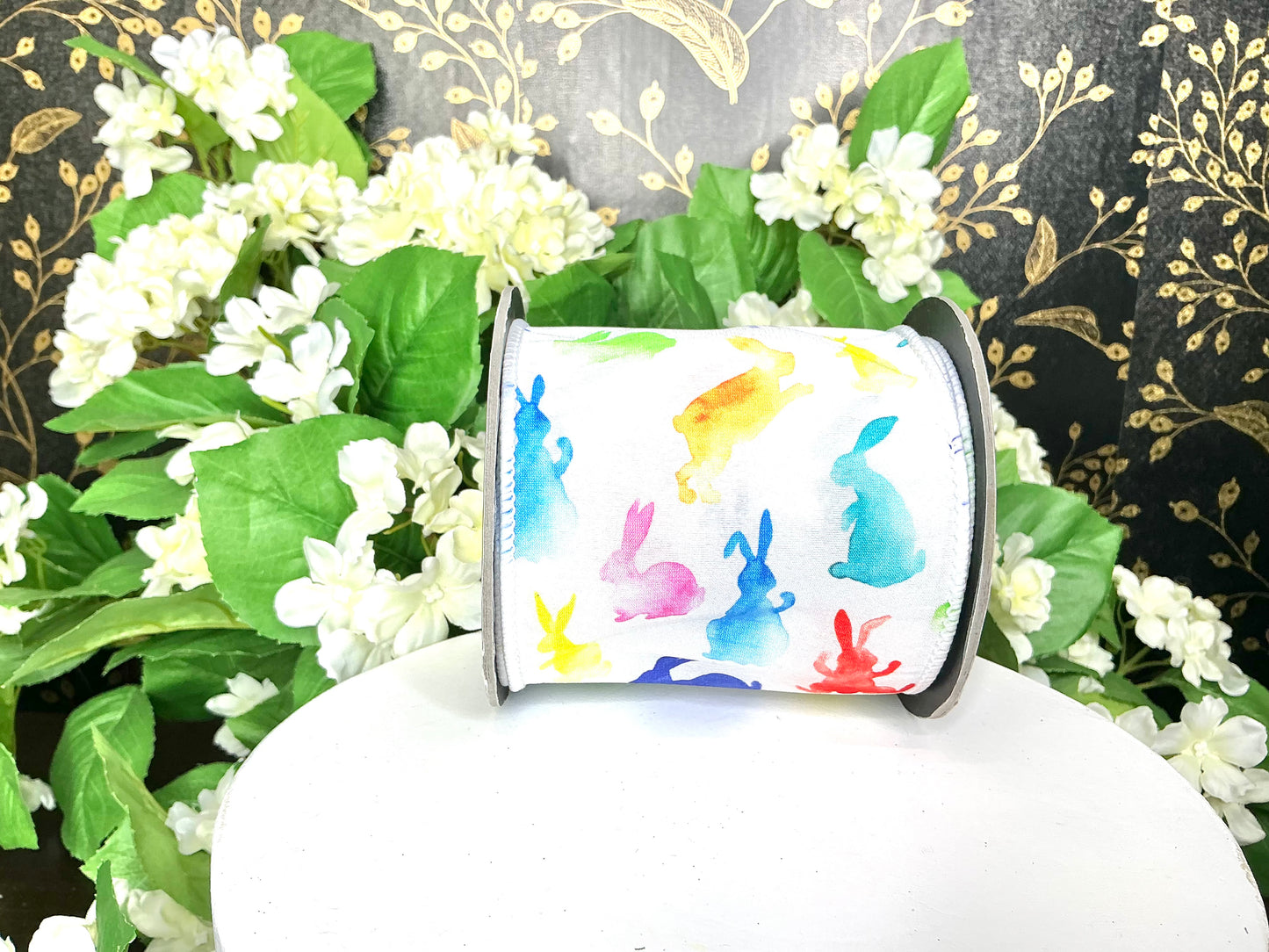 Multicolor rabbit Ribbon, d stevens designer ribbon, 87-0751
