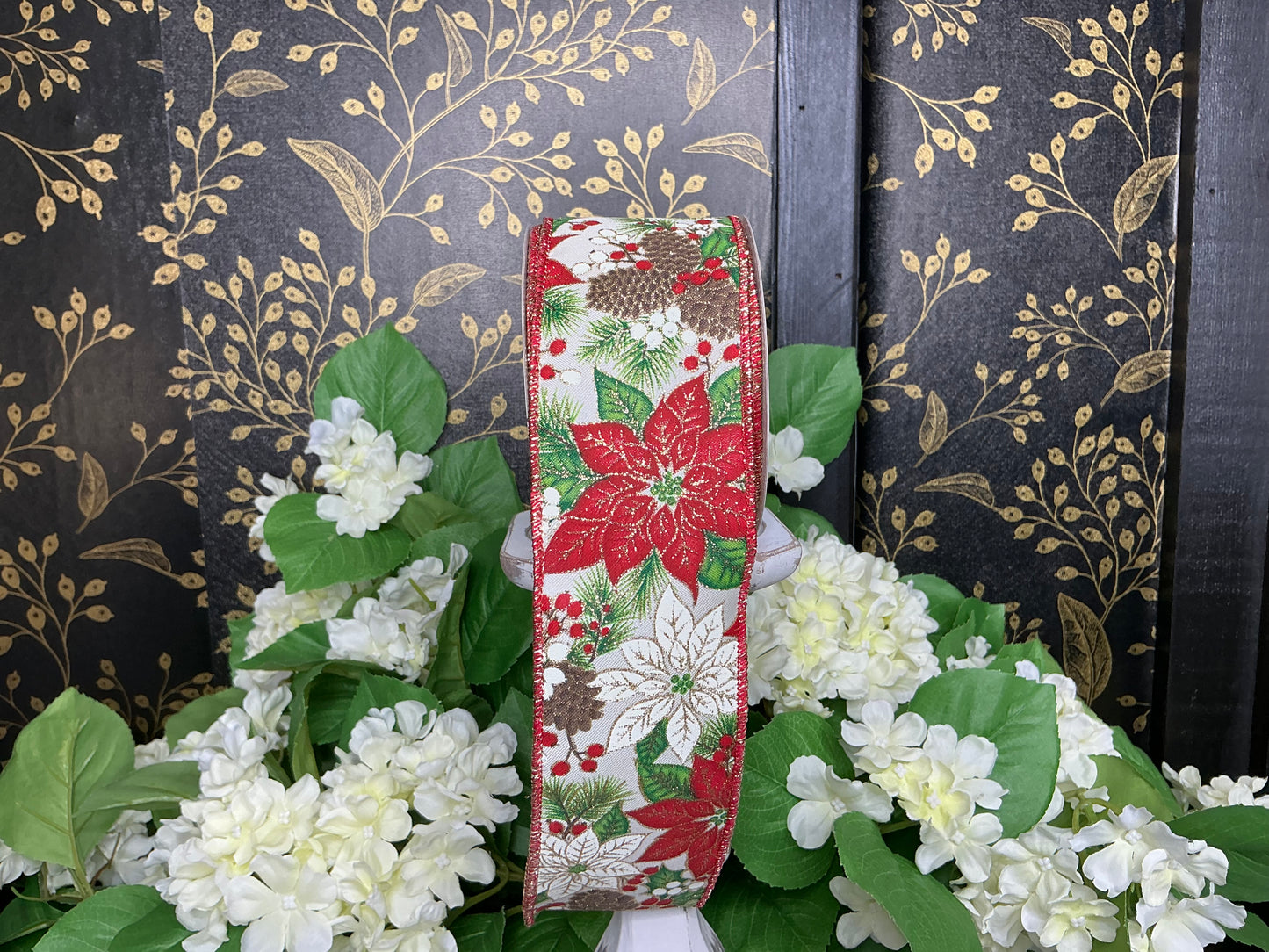 Red Poinsettia Foliage Ribbon