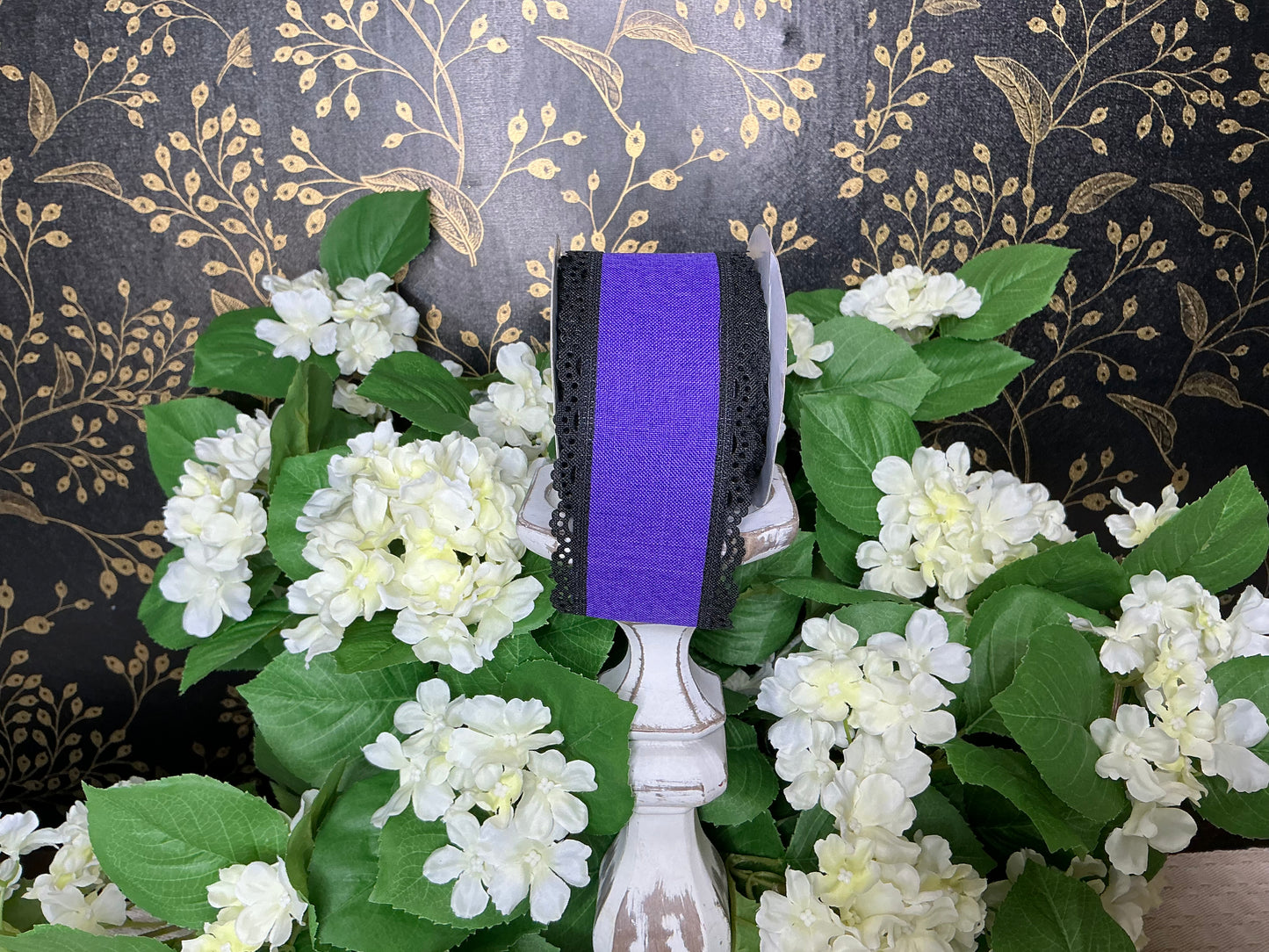 Purple ribbon with black lace - RGA1542YR