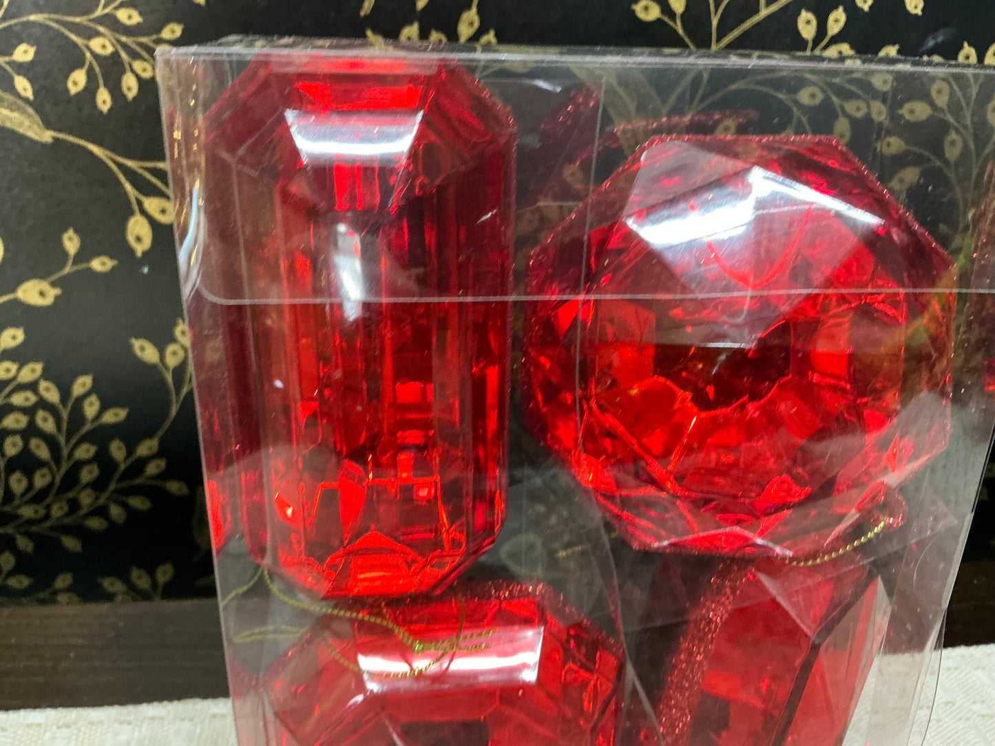 Red jewel/Gem Box set of 4, Farrisilk, CX958-02