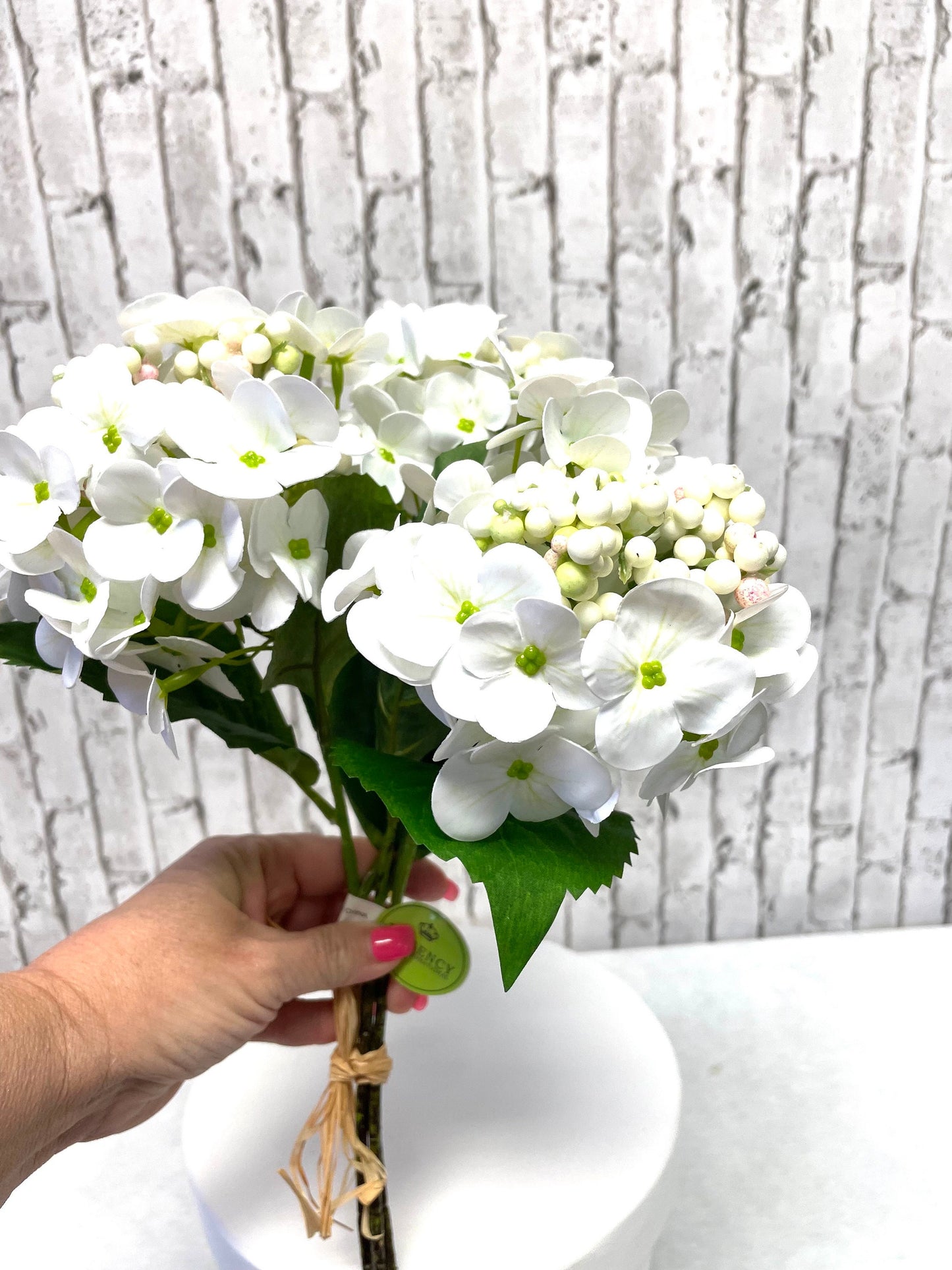 white hydrangea berry bundle, MTF23873, hydrangea bundle, silk florals, spring flowers, summer florals