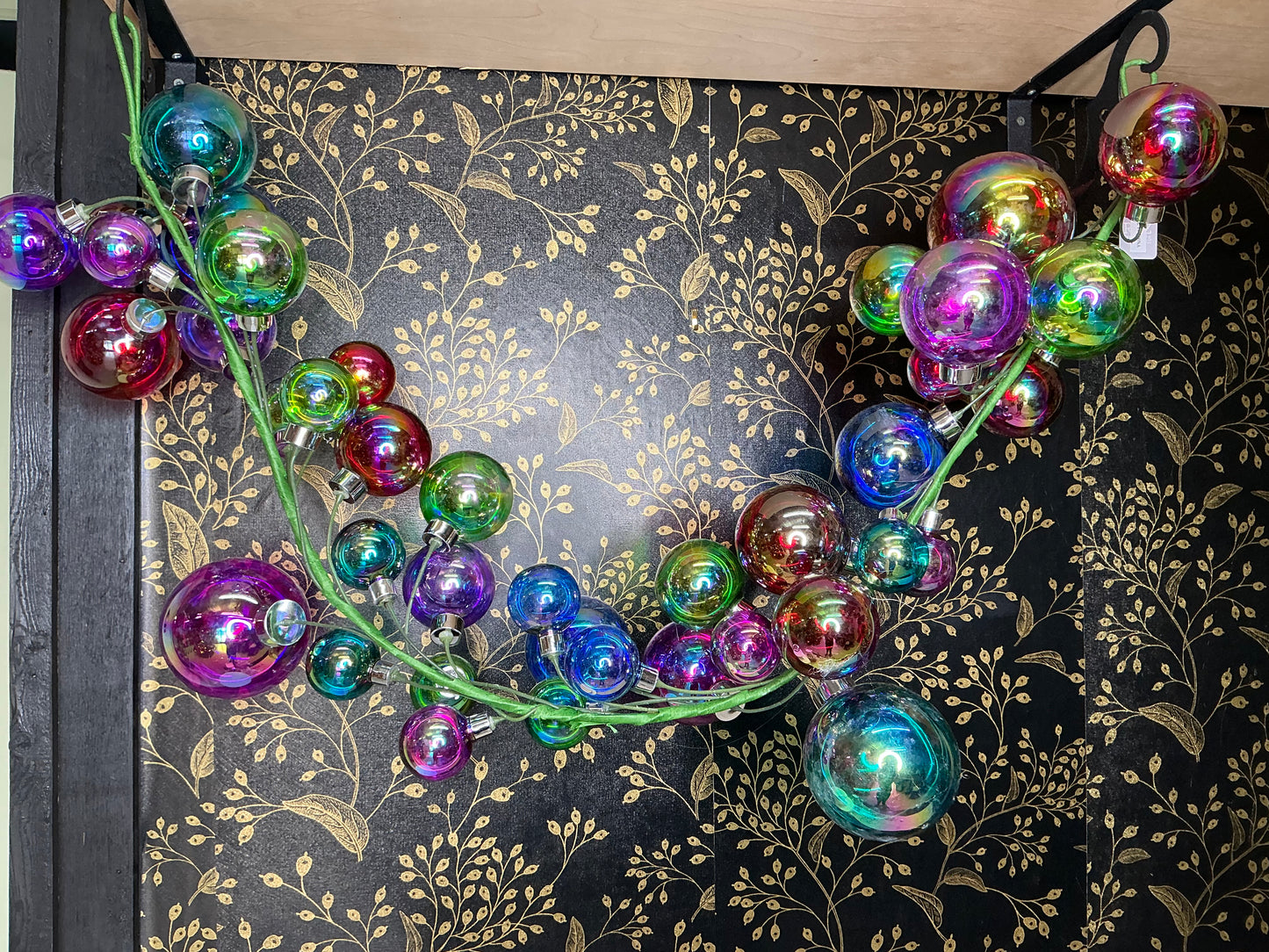 Jewel tone iridescent ball garland, G4533545