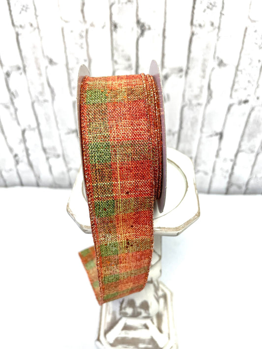 fall plaid ribbon, RGF105052, copper plaid fall ribbon