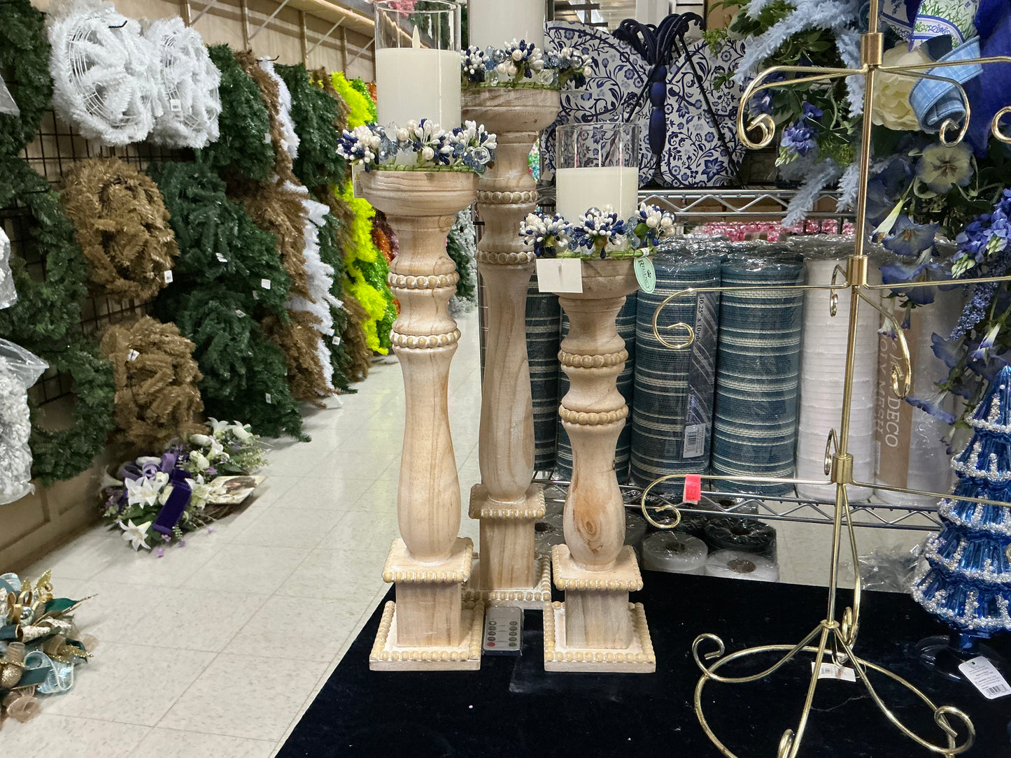 Tall whitewash candle holders, 4538657