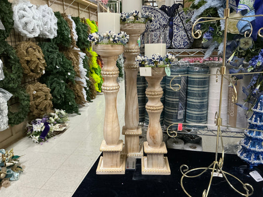 Tall whitewash candle holders, 4538657