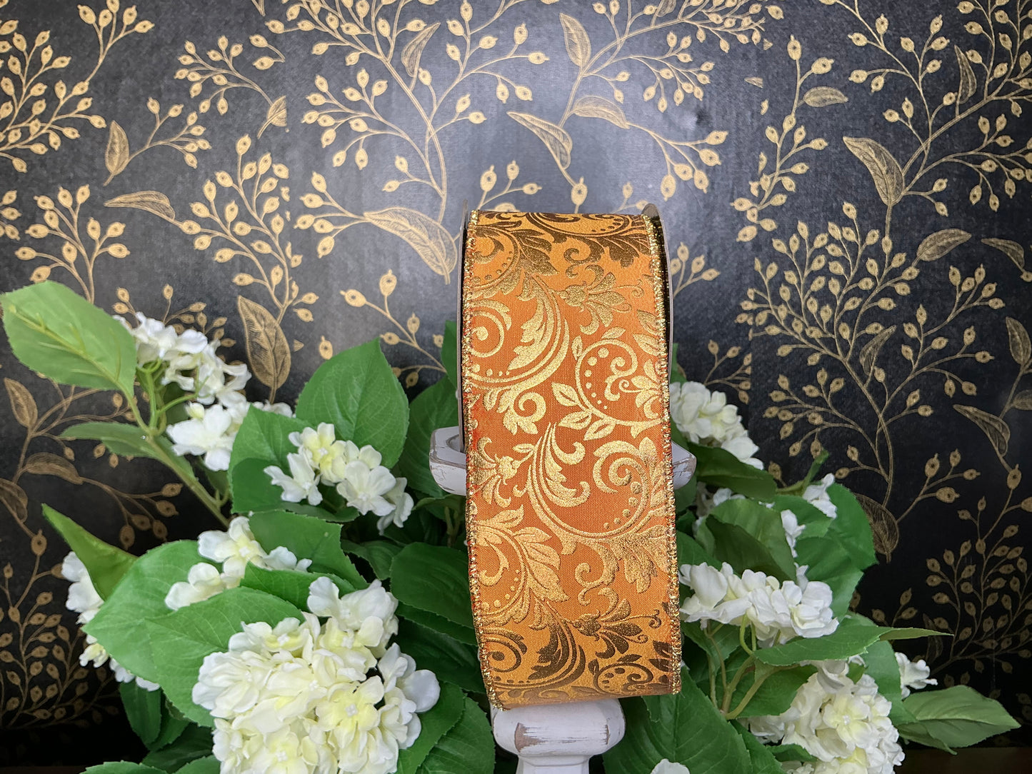 Orange with gold leaf scroll, d stevens, 09-4883