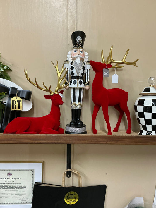 Red Flocked Deer Set, 4510484