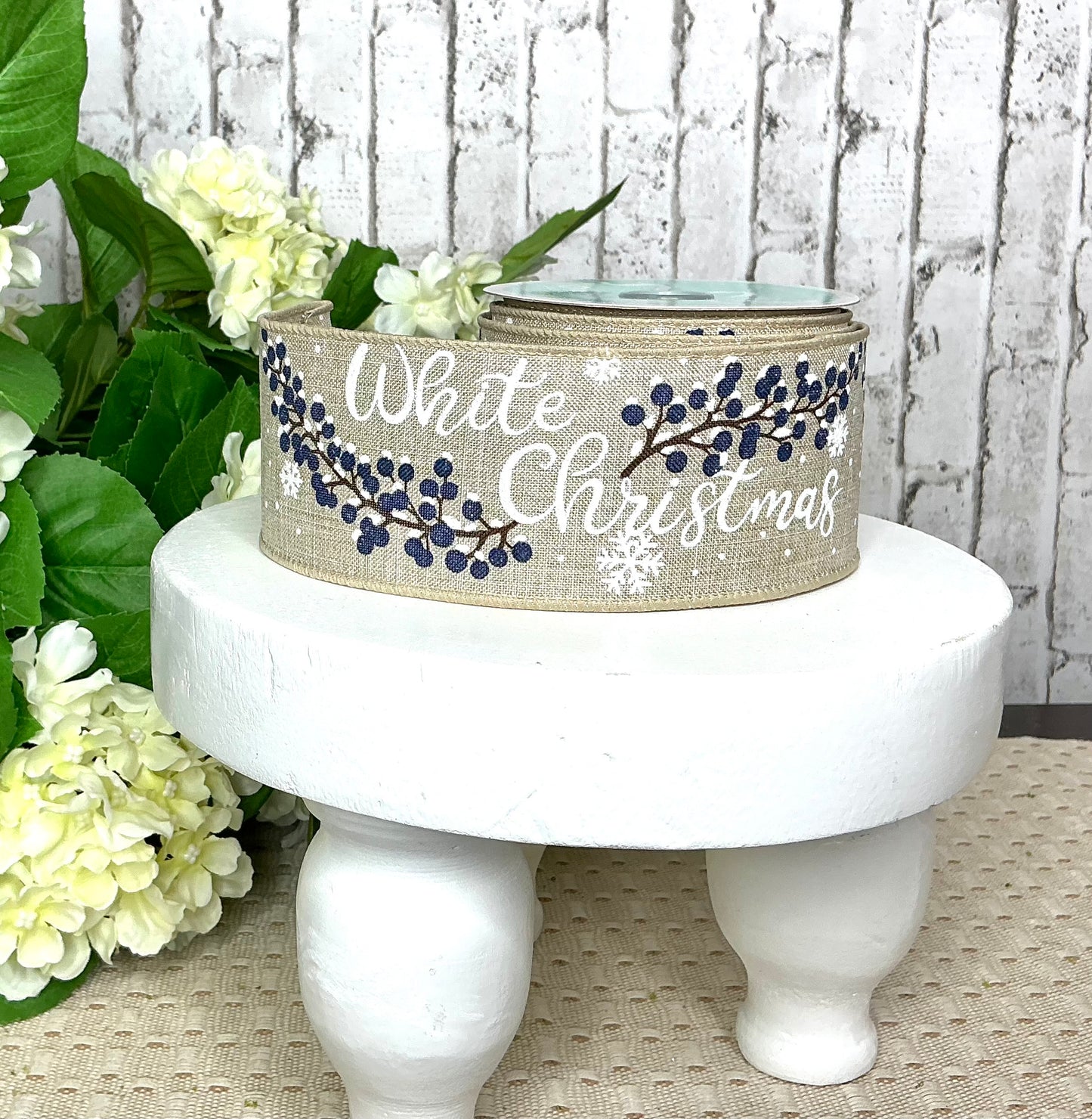 White Christmas Ribbon With blue, RGF137619