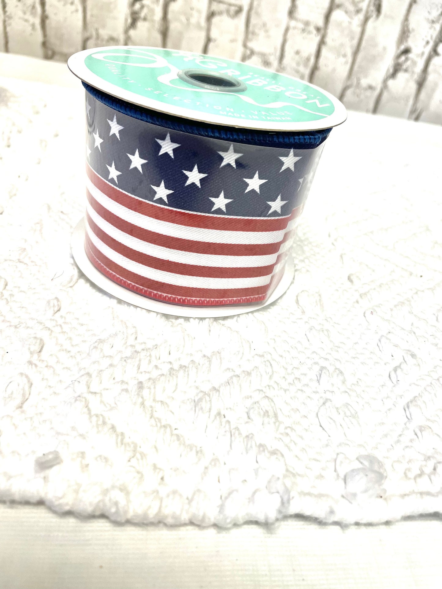 Patriotic ribbon, flag ribbon, 2.5 flag ribbon, 2.5 patriotic ribbon, wired patriotic ribbon, RG1837A1