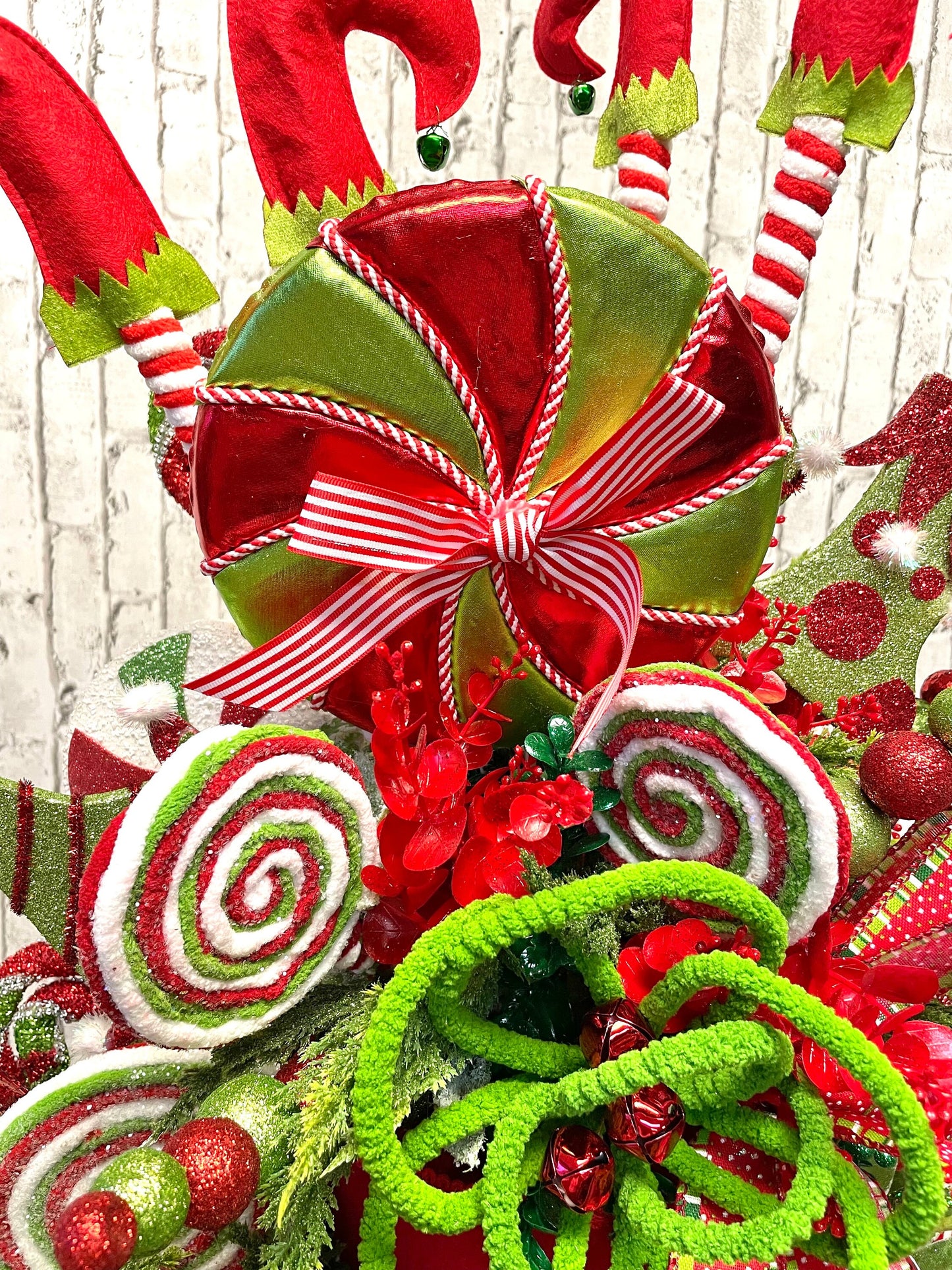 Christmas treetopper, elf treetopper, whimsical treetopper, elf decor, Christmas centerpiece, Christmas decor, free shipping.