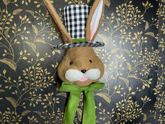 Brown Bunny w/ check Hat - 62801BKWT