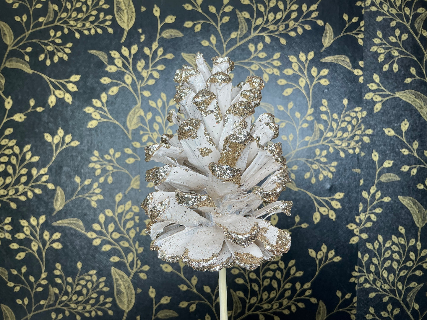 Champagne Glitter Longleaf Pinecones, Set of 3