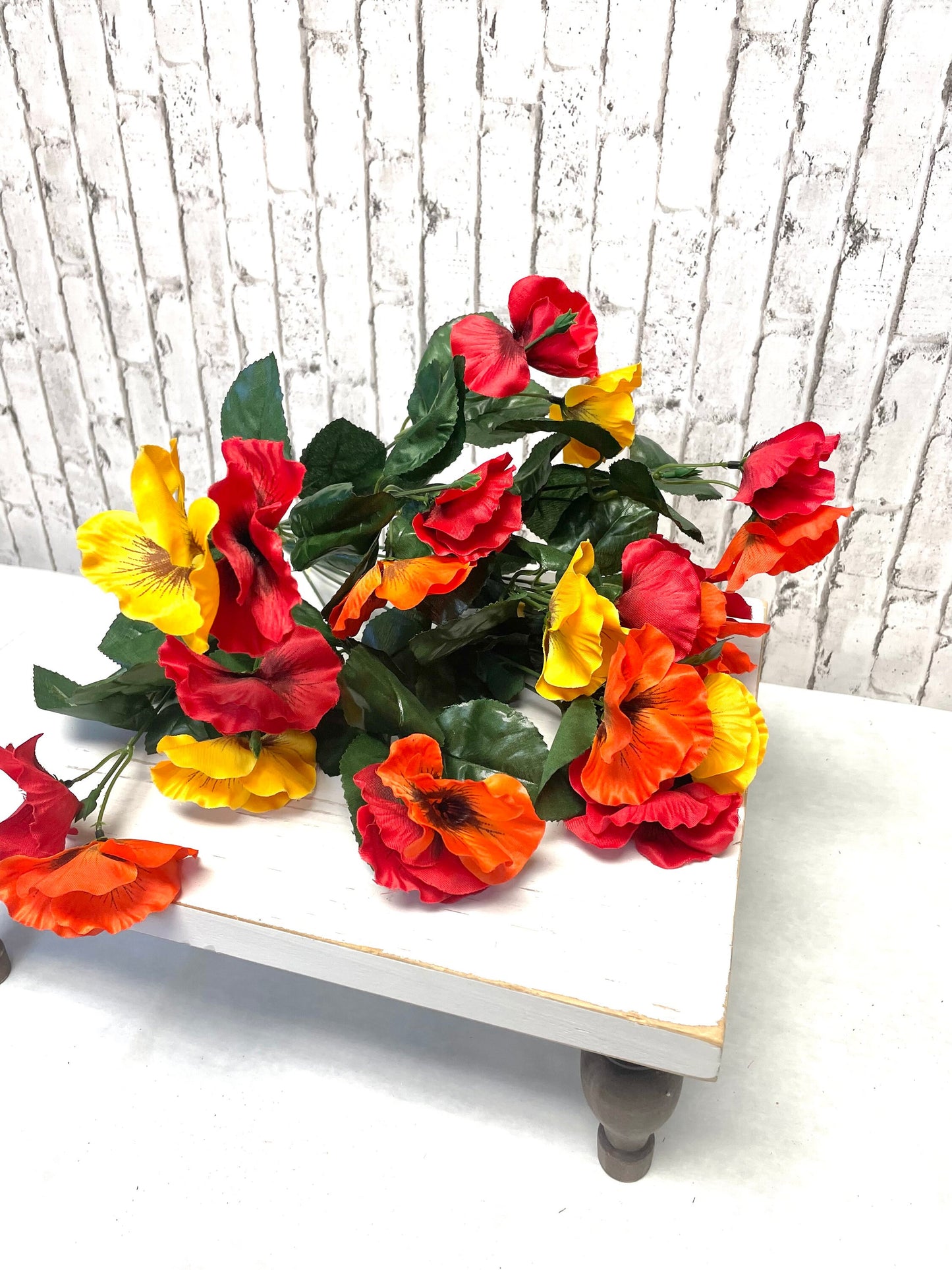 Satin pansy bush, 35103RDYWOR, orange pansy bush, pansy bush, fall pansy bush, spring bush, summer bush